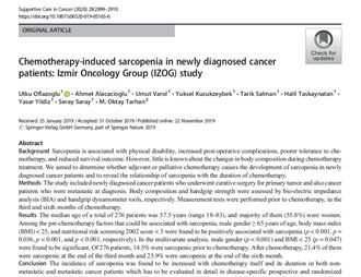 Chemotherapy-induced sarcopenia in newly diagnosed cancer patients: Izmir Oncology Group (IZOG) stud