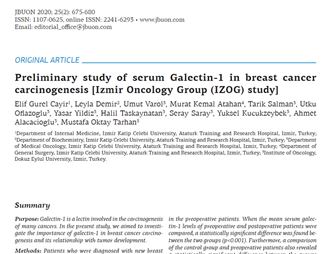 Preliminary study of serum Galectin-1 in breast cancer carcinogenesis [Izmir Oncology Group (IZOG) s