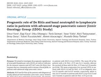 Prognostic role of De Ritis and basal neutrophil to lymphocyte ratio in patients with advanced stage